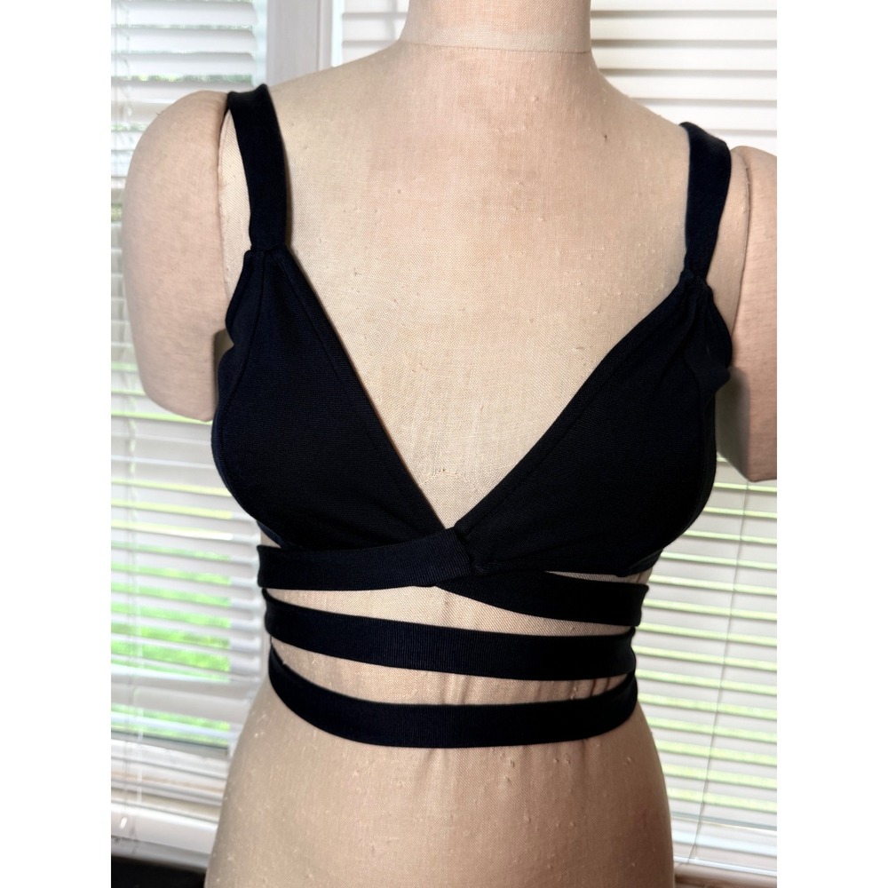 The Drop x takkunda Sky Captain Bralette Navy Blue Wrap Crop Top Size S NWT